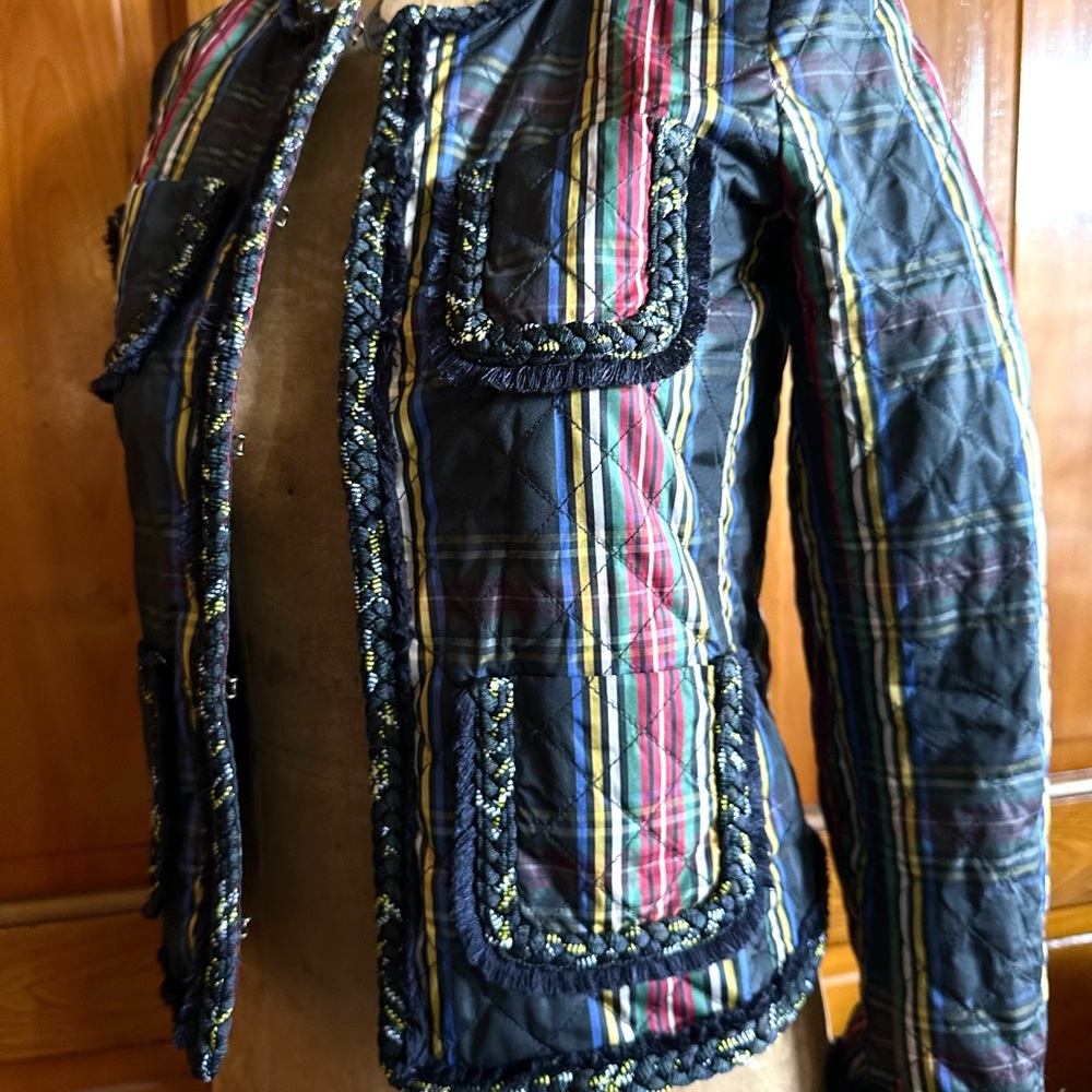 J.Crew cropped jacket Stewart plaid biker style sz 0 - 8 versatile sassy